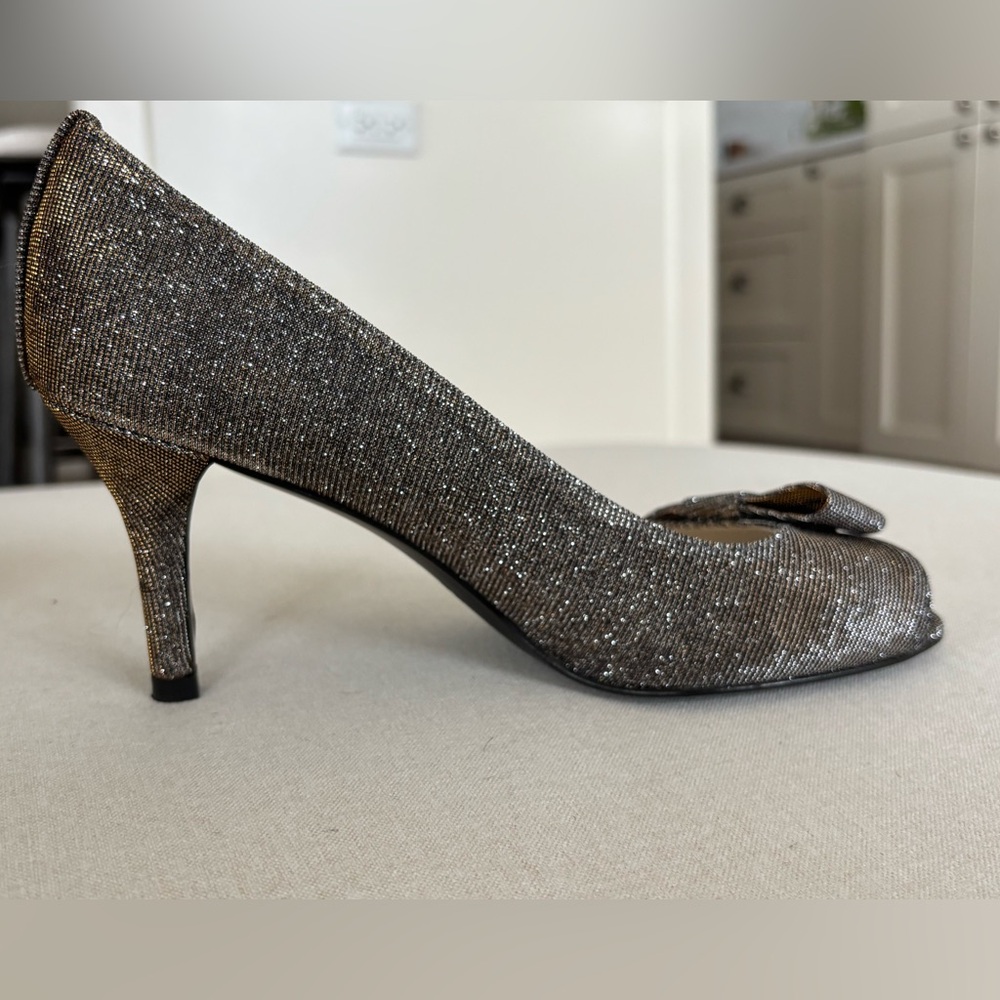Stuart Weitzman Bowover Pyrite Nocturn glittered high heels shoes silver… - Picture 7 of 7